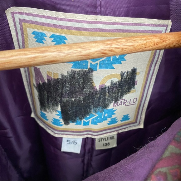 Vintage Long Trench Winter Jacket Teal and Purple with waist tie and zipper - Picture 14 of 15